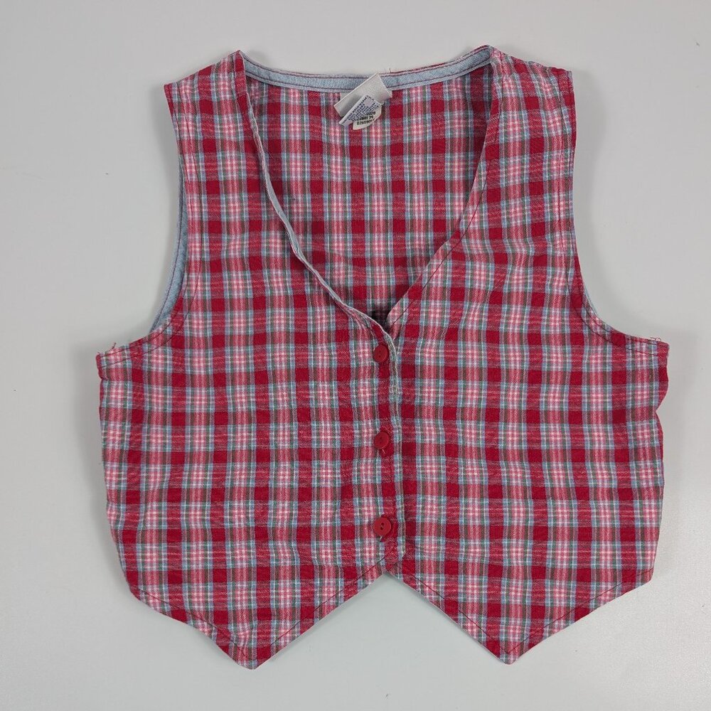 Vintage 90’s Oshkosh B Gosh Plaid Vest 100% Cotton USA Made 6X